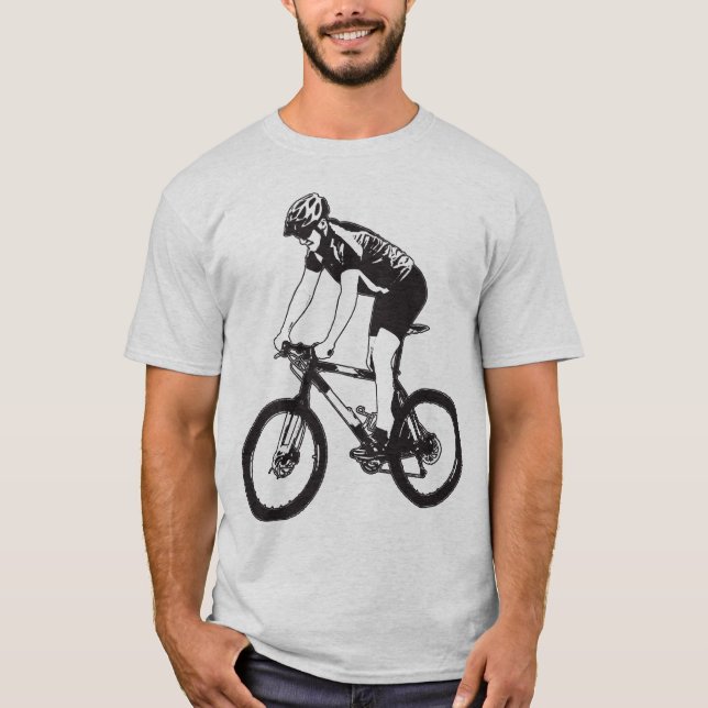 Camiseta Montanha de MTB que Biking a silhueta de solo, (Frente)