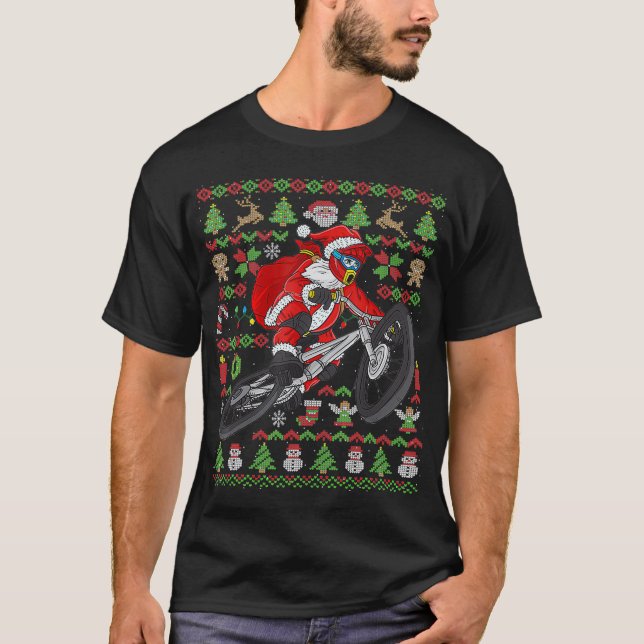 Camiseta Montanha de Natal Feia Santa Claus BMX Chris (Frente)