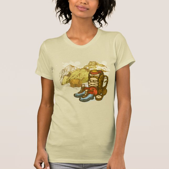 Camiseta Montanha Diversão Subindo Ao Exterior Aventura (Frente)