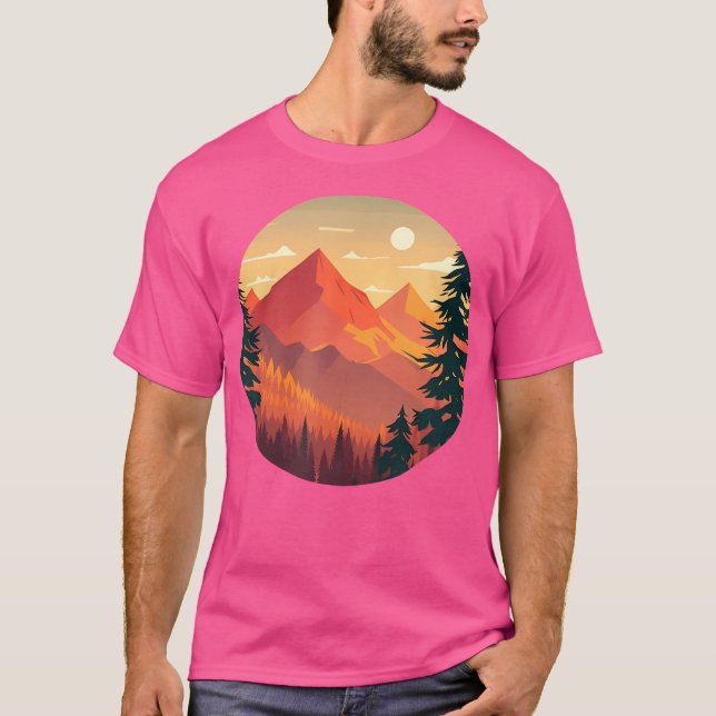 Camiseta Montanha E Cena Florestal, Montanhas Silhuette Cam (Frente)
