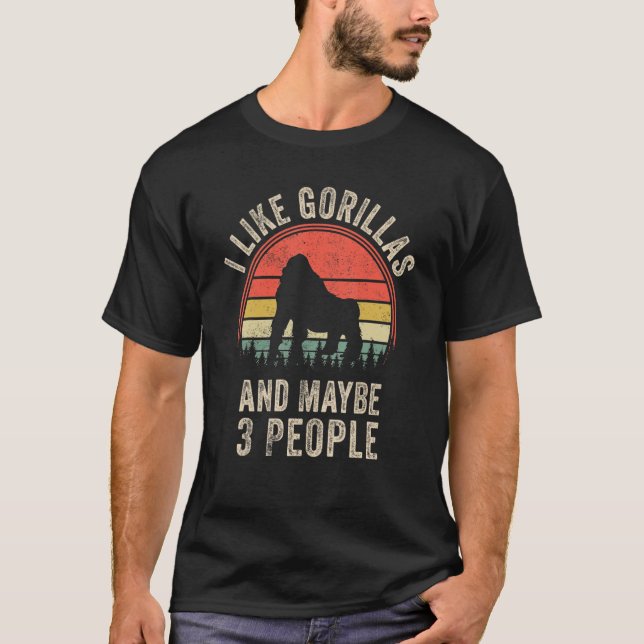 Camiseta Montanha Engraçada Gorila Design de Arte Gráfico M (Frente)