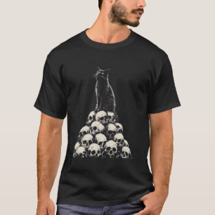 Camiseta Montanha Esqueleto Cat Academia Escura Preto Gótic