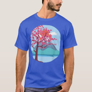 Camiseta Montanha - Flor Rosa Bonito Sakura Cherry