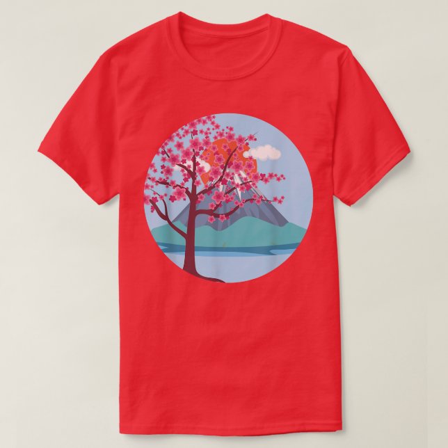 Camiseta Montanha - Flor Rosa Bonito Sakura Cherry (Frente do Design)