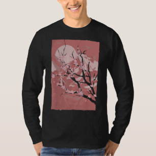 Camiseta Montanha Flor Rosa-Rosa Flor Japão Sakura Cherry B