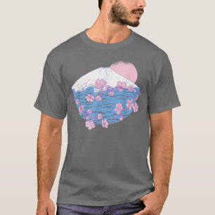 Camiseta Montanha Floral Japonesa Sakura Flor Rosa Cereja