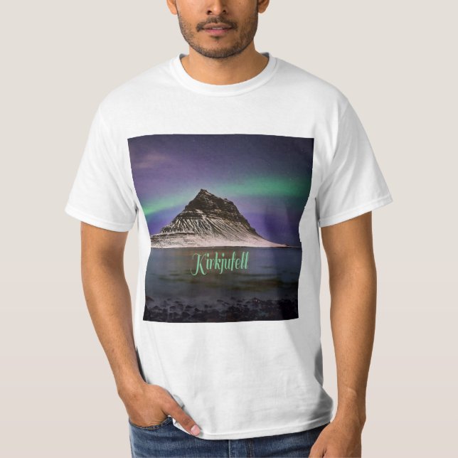 Camiseta Montanha Kirkjufall na Islândia Norte Lights (Frente)