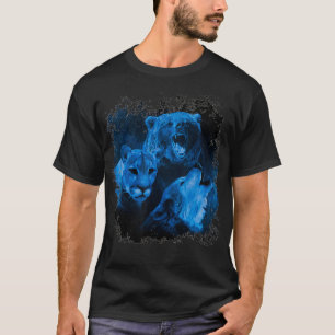 Camiseta Montanha Lion Brown Bear Wolf Howling Selvagem Ani