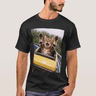 Camiseta Montanha Russa de Gato Engraçado Meme Gráfico Beng
