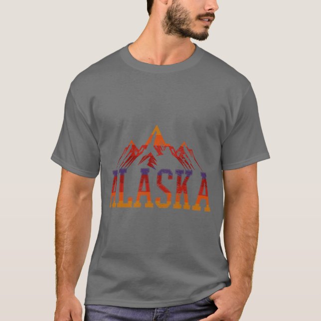 Camiseta Montanha Vintage do Alasca (Frente)