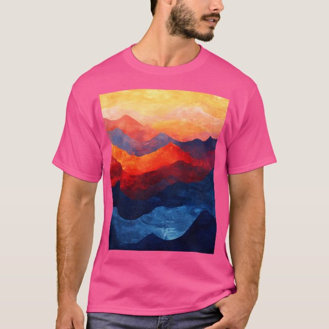 Camiseta Montanhas Abstrato coloridas ativas (Frente)