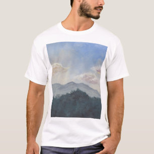 Camiseta Montanhas Azuis de Gouache: Cena Natural Vibrante