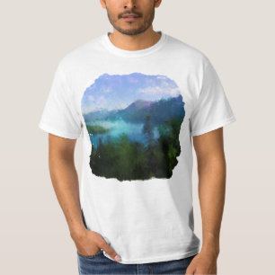 Camiseta Montanhas Blue Lake Green Fir Forrest