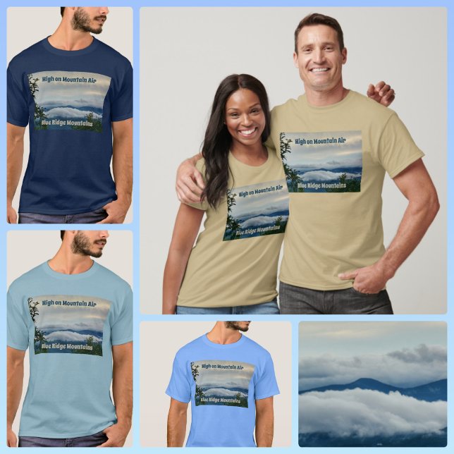 Camiseta Montanhas Blue Ridge High on Mountain Air (Criador carregado)