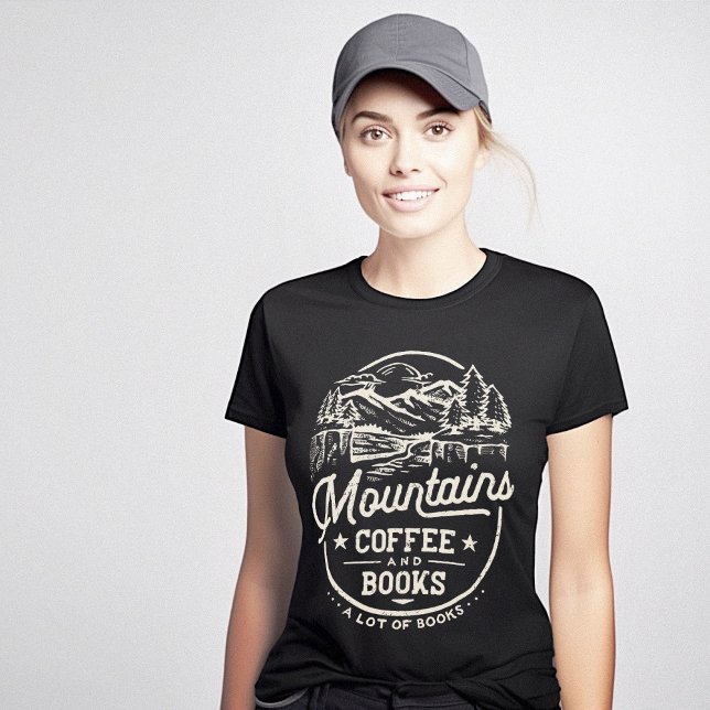 Camiseta Montanhas Coffee Books Vintage (Mountains Coffee Books Vintage T-Shirt)