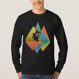 Camiseta Montanhas da câmera fotográfica Wildlife Retro Pop