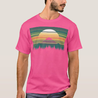 Camiseta Montanhas da Vintage da Retro Natureza, Árvores su