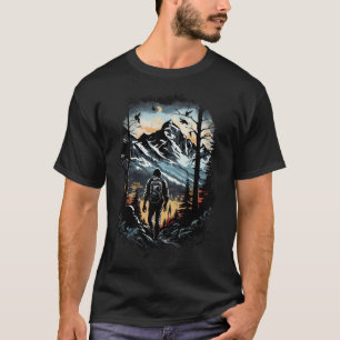 Camiseta Montanhas de acampamento de caminhada por pôr do s