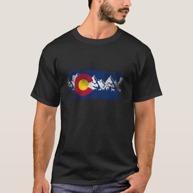 Camiseta Montanhas de Colorado da bandeira do estado de (Frente)