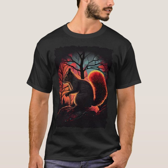 Camiseta Montanhas de esquilo com o peão de sol retro 70 an (Frente)