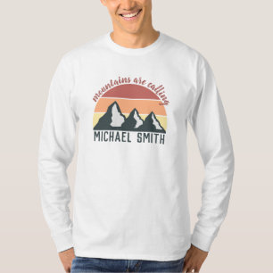 Camiseta Montanhas de pastel de safra chamam cinza de monog