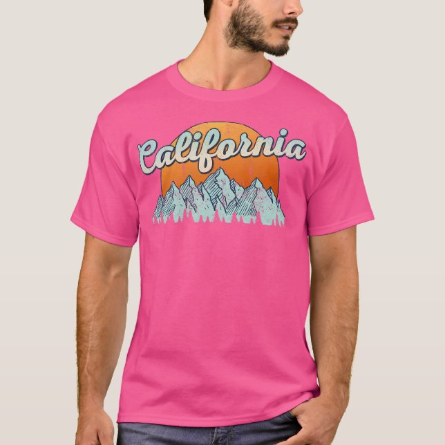 Camiseta Montanhas do Caminho da Califórnia Souvenir Sunset (Frente)
