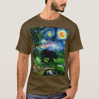 Camiseta Montanhas do enfumaçado Urso Negro Fresco Noite Se