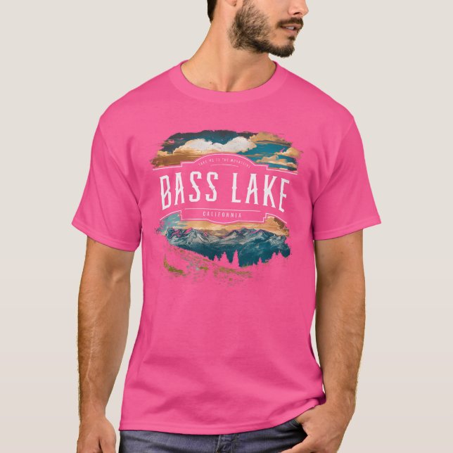 Camiseta Montanhas do Lago Bass Califórnia Caminhando ao ar (Frente)