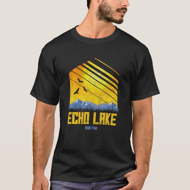 Camiseta Montanhas do Lago Echo Montana em acampamento de c (Frente)
