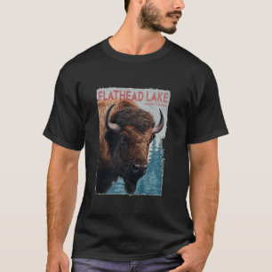 Camiseta Montanhas do Lago Flathead Montana caminhando ao a