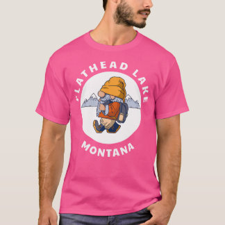Camiseta Montanhas do Lago Flathead Montana caminhando Gnom