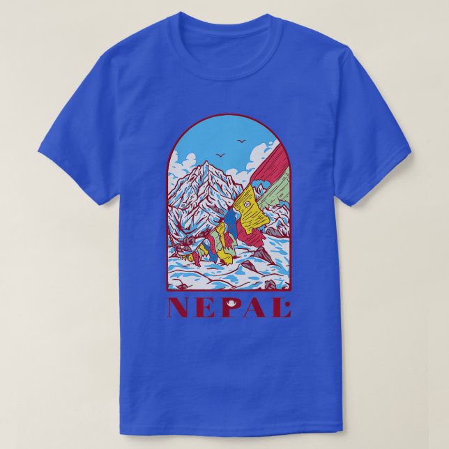 Camiseta Montanhas do Nepal subindo no Everest Monte Himala (Frente do Design)