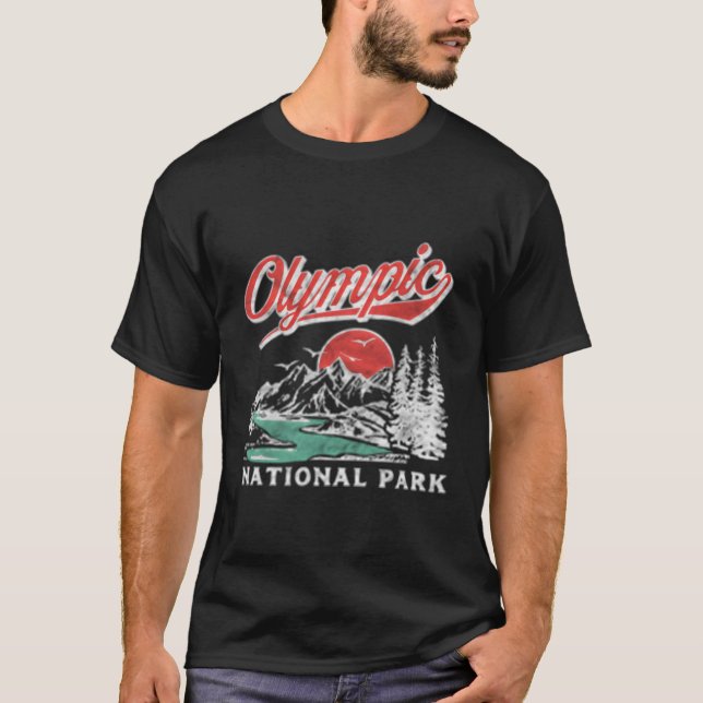 Camiseta Montanhas do Parque Nacional da olimpiadas Afetada (Frente)