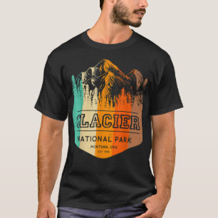 Camiseta Montanhas do Parque Nacional Glaciar Retro Hiking