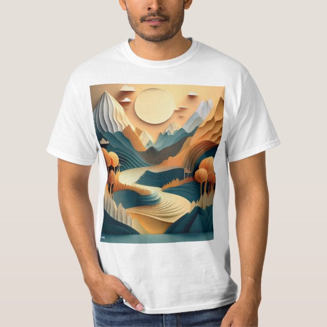 Camiseta Montanhas dobradas T-Shirt (Frente)