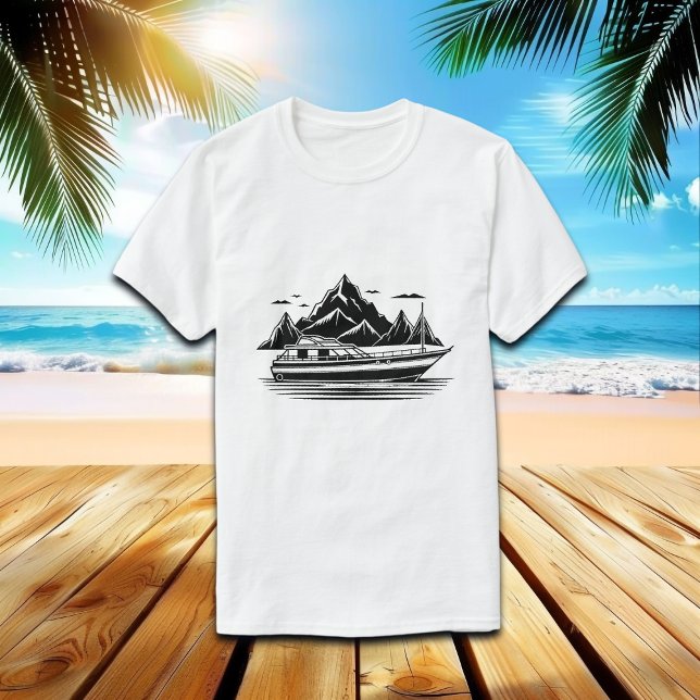 Camiseta Montanhas e Barco  (Criador carregado)