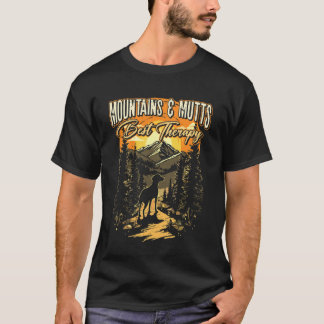 Camiseta Montanhas E Cães Loucos Melhor Terapia Trilha Cão