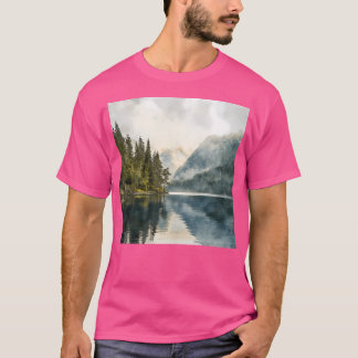 Camiseta Montanhas E Paisagem Do Lago Montanhas Wall Art Ac
