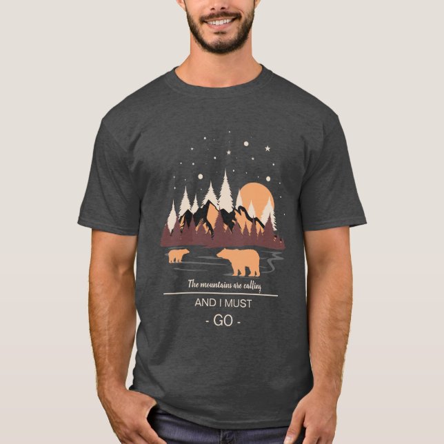 Camiseta Montanhas estão chamando Aventura T-Shirt ao Exter (Frente)
