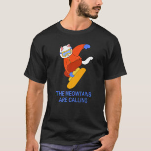 Camiseta Montanhas Estão Chamando Gato Snowboarding Snowboa