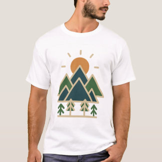 Camiseta Montanhas Geométricas Modernas Adventure T-Shirt |