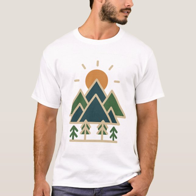 Camiseta Montanhas Geométricas Modernas Adventure T-Shirt | (Frente)