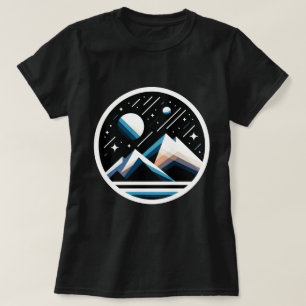 Camiseta Montanhas Geométricas Starry Night Contêm Arte Tem