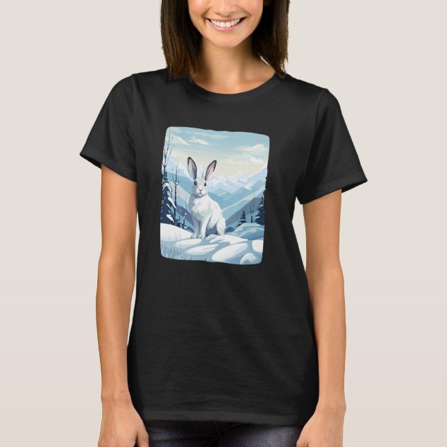 Camiseta Montanhas legal de neve com animais de coelho para (Frente)