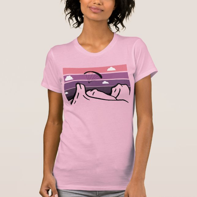 Camiseta Montanhas magenta em estufa Sunset Parapente (Frente)