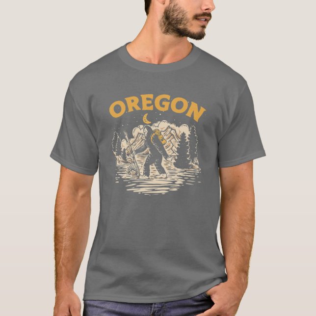 Camiseta Montanhas Noturnas de Bigfoot em Oregon (Frente)