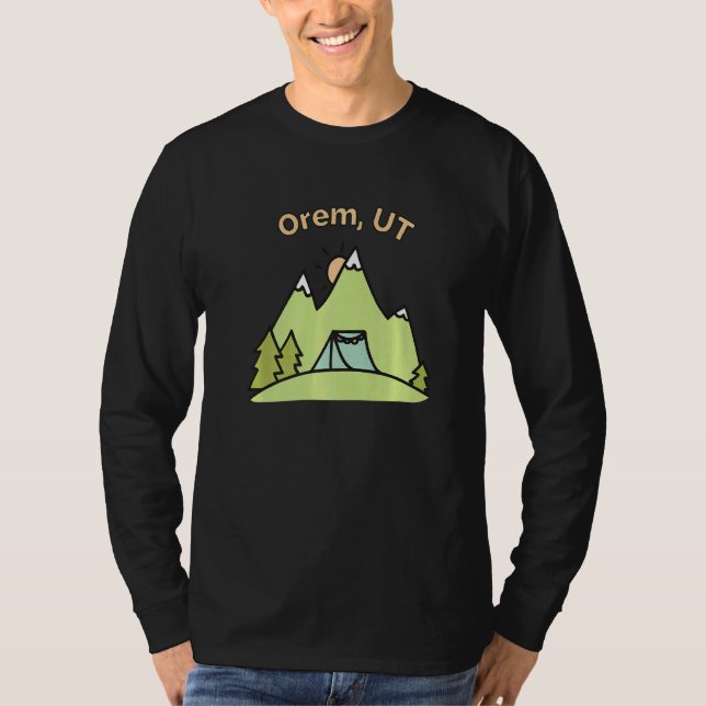 Camiseta Montanhas Orem Ut Subindo Acampamento e Saída (Frente)