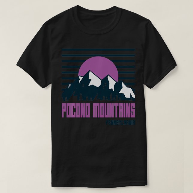 Camiseta Montanhas Pocono Montanhas Vintage Caminhando Pens (Frente do Design)