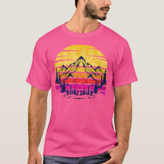Camiseta Montanhas Retro Acampando Presente Natural