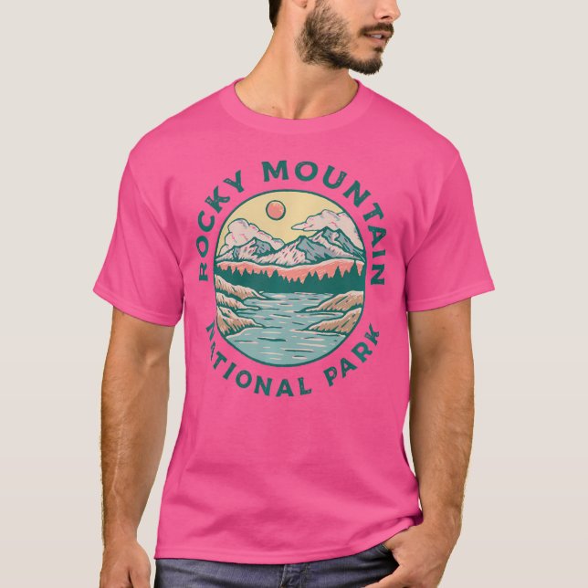 Camiseta Montanhas Rochosas Parque Nacional Vintage, Distan (Frente)